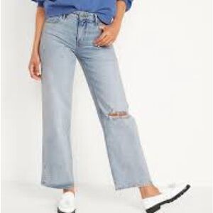 Old Navy Extra High Rise Wide Leg Distressed Jeans Women’s Size 2